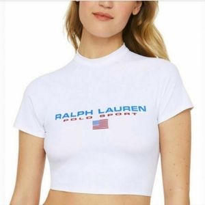 Polo cropped rashguard swim top